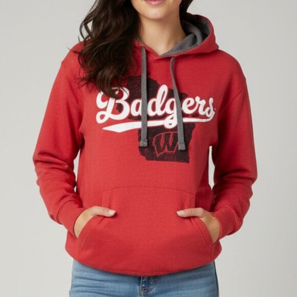 NWT WISCONSIN BADGERS HOODIE SWEATSHIRT - Picture 1 of 4